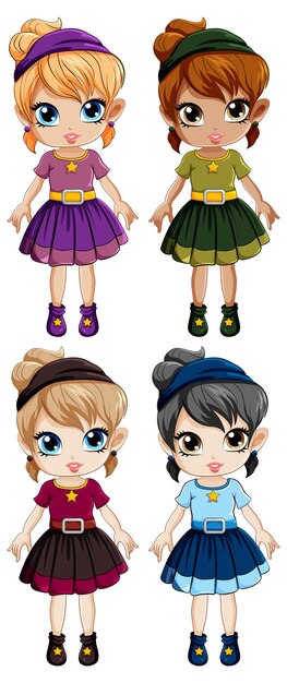 Linda chica personaje de dibujos animados con diadema