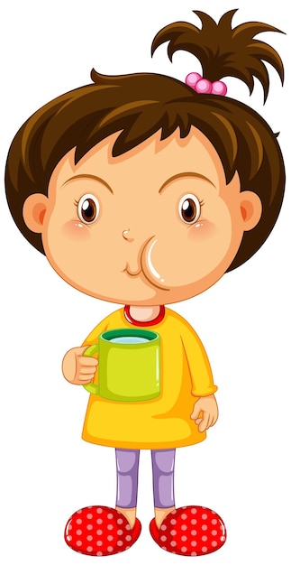 Linda chica sosteniendo una taza de agua