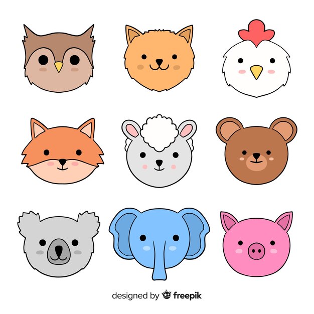 Linda colección de animales domésticos y salvajes