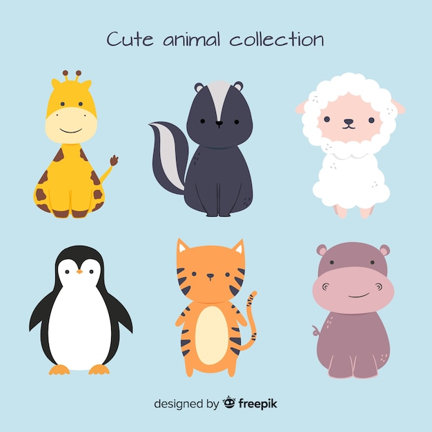 Vector gratuito linda colección de animales con ovejas