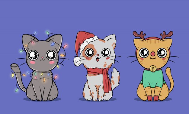 Linda colección de gatos navideños