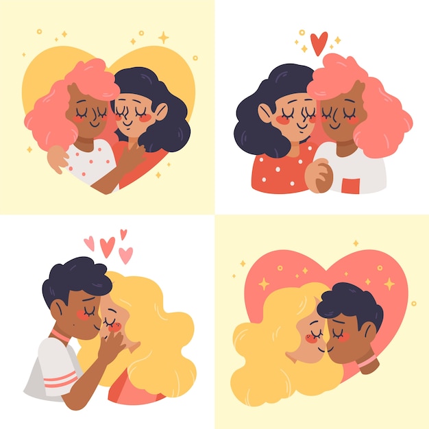 Vector gratuito linda colección de pareja de san valentín