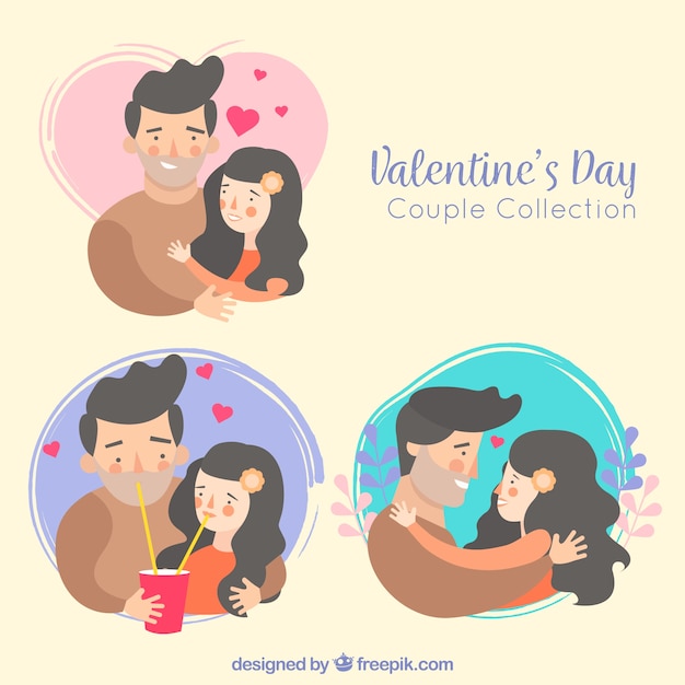 Vector gratuito linda colección de parejas de san valentin