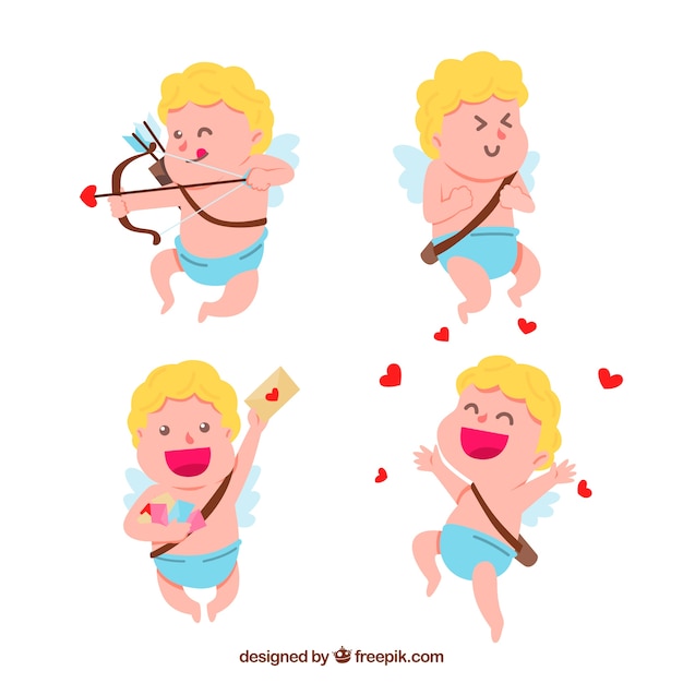 Vector gratuito linda colección de personajes de cupido