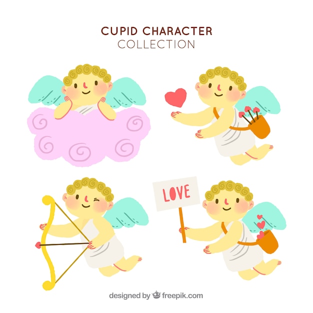 Vector gratuito linda colección de personajes de cupido