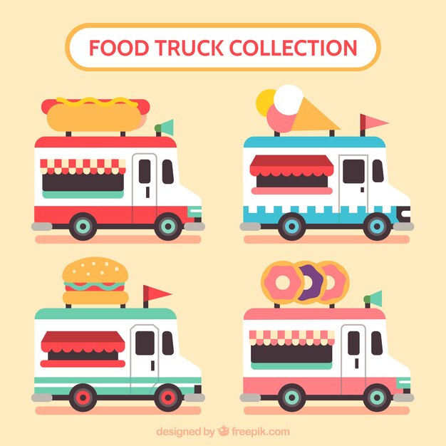 Linda colección plana food truck  