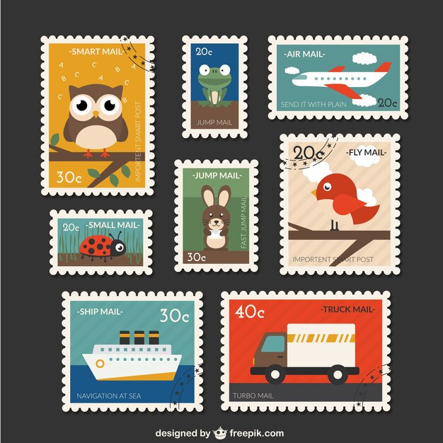 Linda colección de sellos postales