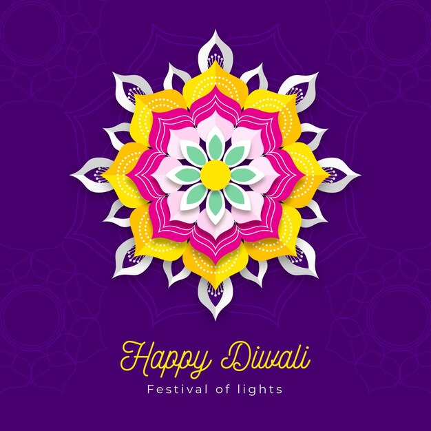 Linda flor tradicional de diwali en estilo papel