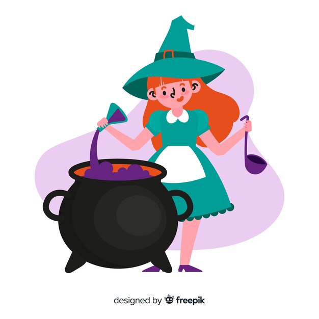 Linda ilustración de bruja de halloween