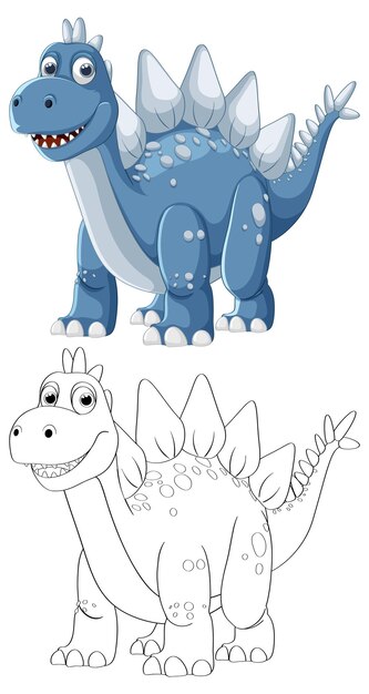 Una linda ilustración de un dinosaurio azul