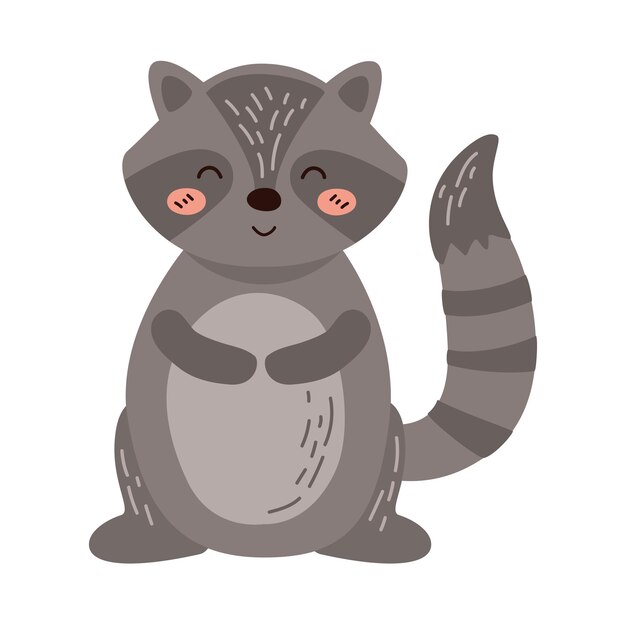 linda ilustración de mapache