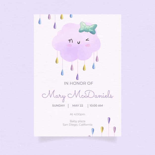 Linda invitación para baby shower de chuva de amor