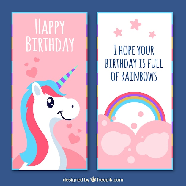 Linda invitación de cumpleaños con un unicornio