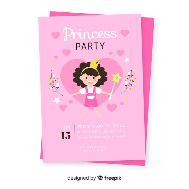 Linda invitación de fiesta de princesa