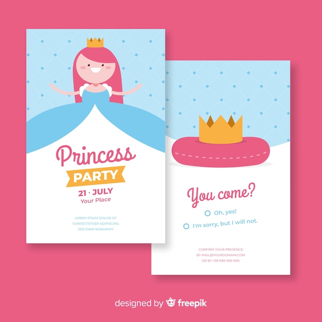 Linda invitación de fiesta de princesa