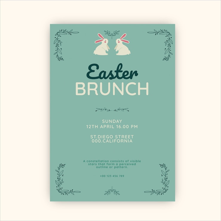 Vector gratuito linda invitación ornamental de brunch de pascua