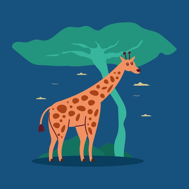 Vector gratuito linda jirafa animal salvaje