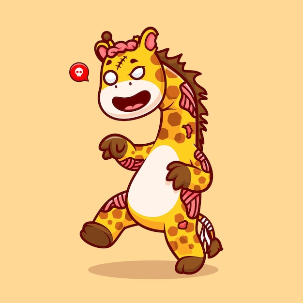 Vector gratuito linda jirafa zombie dibujos animados vector icono ilustración animal vacaciones icono concepto aislado premium