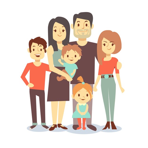 Linda Mama De Familia De Dibujos Animados Y Papa Familia De Personajes De Vectores En Ropa Casual Padre Y Madre Con Vector Premium