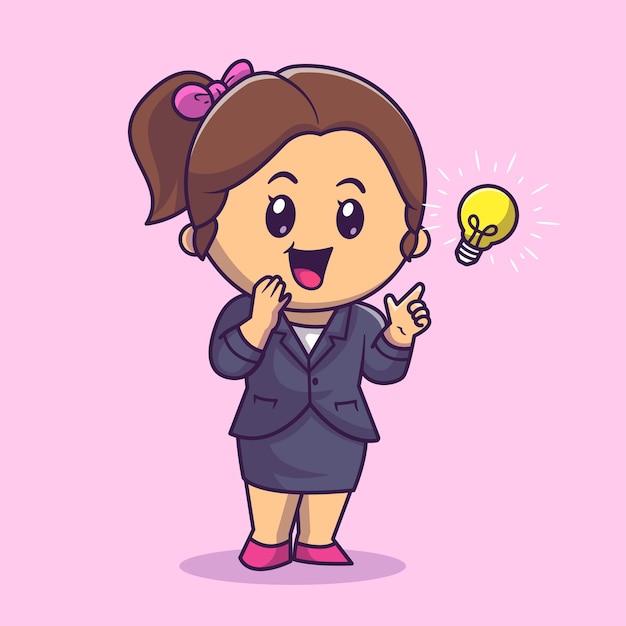 Linda mujer consigue una idea de dibujos animados vector icono ilustración. concepto de icono de negocio de personas aislado vector premium. estilo de dibujos animados plana