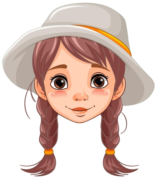 Vector gratuito linda mujer con trenzas y sombrero