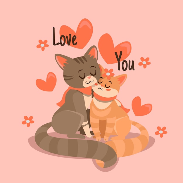 Linda pareja de animales del día de San Valentín