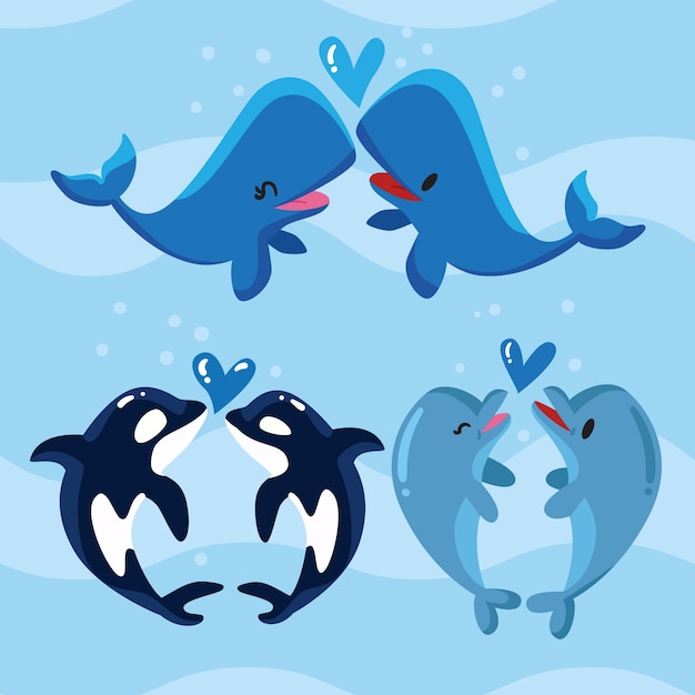Linda pareja de animales del día de San Valentín