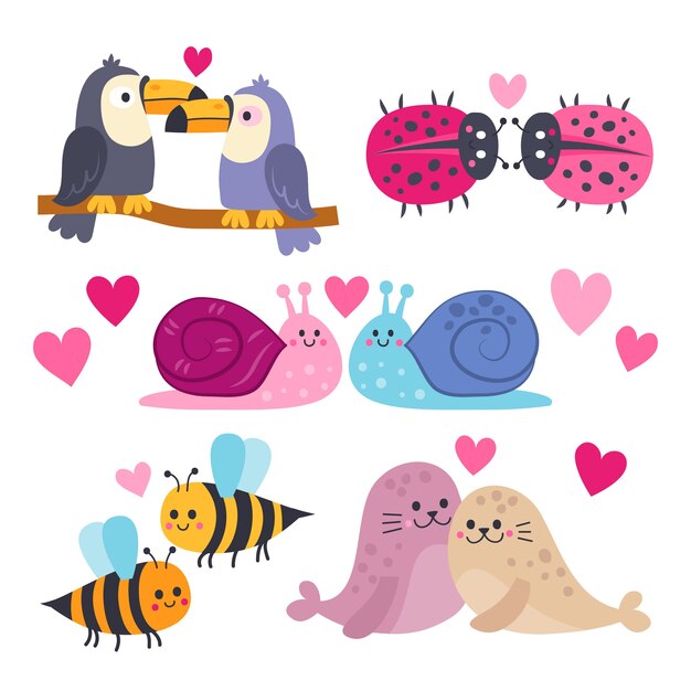 Una linda pareja de animales para el día de San Valentín.