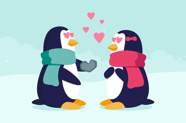 Linda pareja de animales del día de san valentín