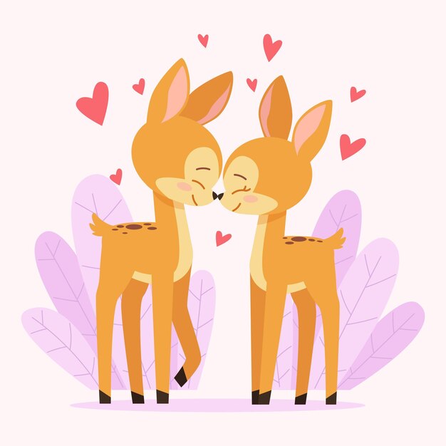 Una linda pareja de animales para el día de San Valentín.