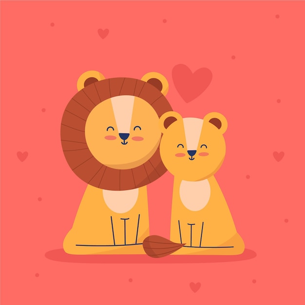 Linda pareja de animales del día de san valentín