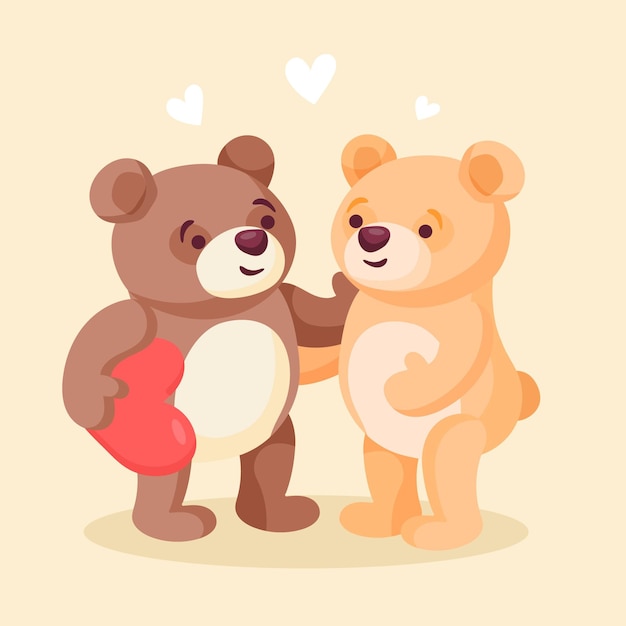 Vector gratuito linda pareja de animales del día de san valentín