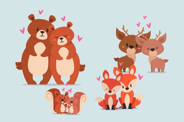 Linda pareja de animales salvajes de San Valentín