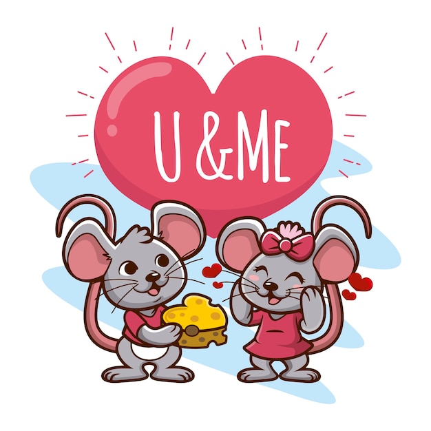 Vector gratuito linda pareja de animales de san valentín