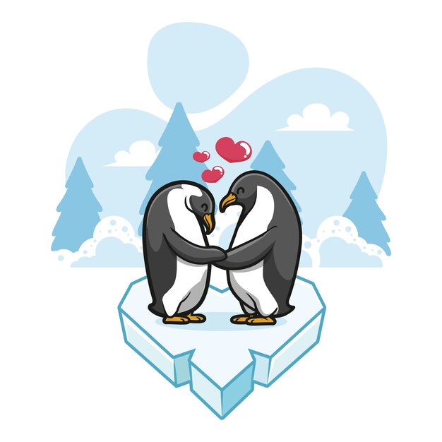 Linda pareja de animales de San Valentín
