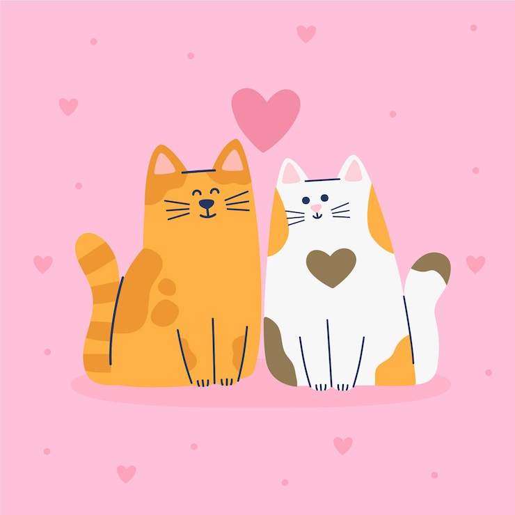 Vector gratuito linda pareja de animales de san valentín
