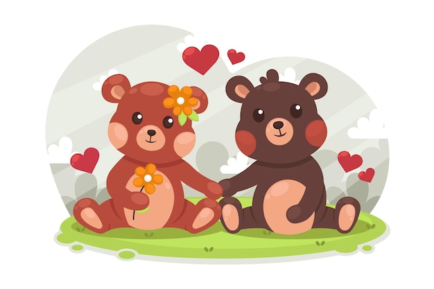 Vector gratuito linda pareja de animales de san valentín