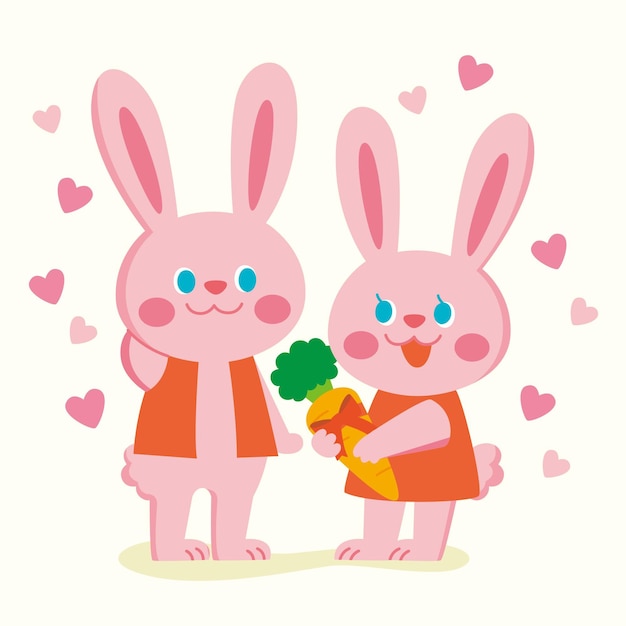 Vector gratuito linda pareja de animales de san valentín