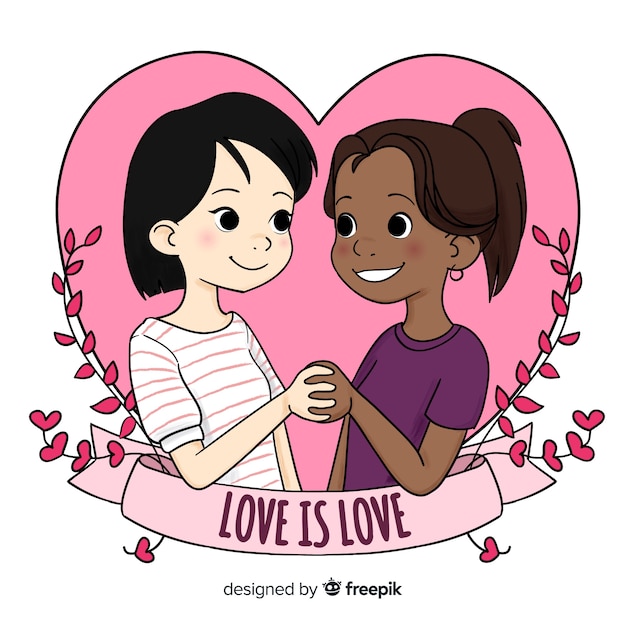 Vector gratuito linda pareja ilustrada para el día de san valentín