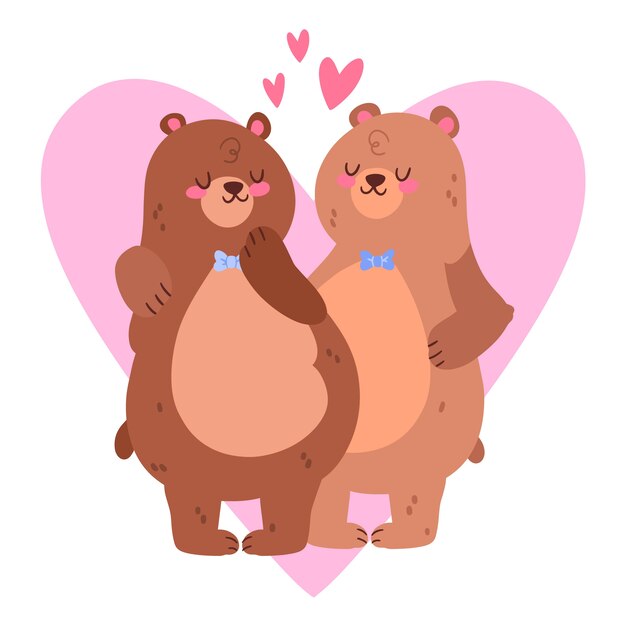 Linda pareja de osos de san valentín