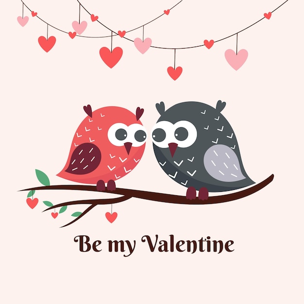 Vector gratuito linda pareja de pájaros de san valentín