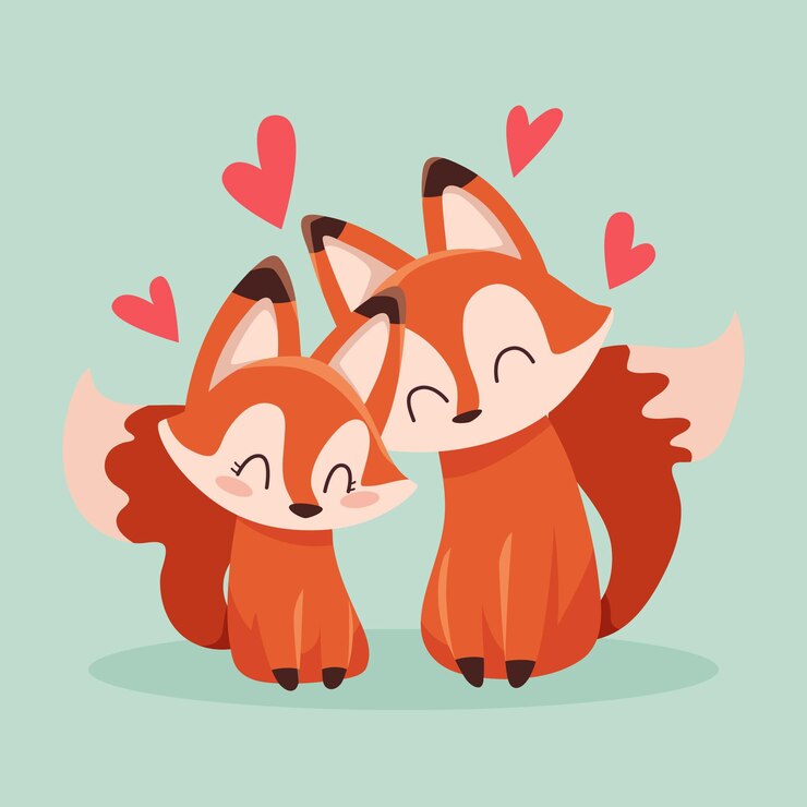 Vector gratuito linda pareja de zorros de san valentín