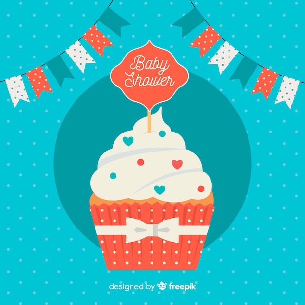 Linda plantilla de baby shower con dulce