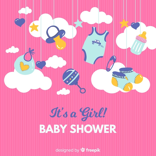 Vector gratuito linda plantilla de baby shower para niña