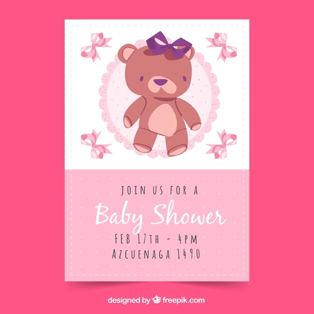 Linda plantilla de baby shower con osito