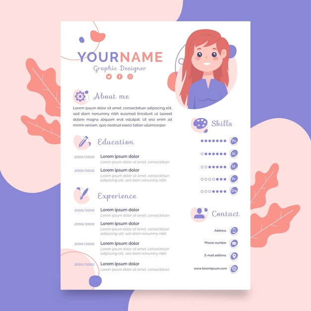 Linda plantilla de curriculum vitae