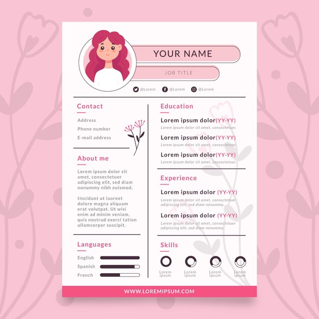 Linda plantilla de curriculum vitae