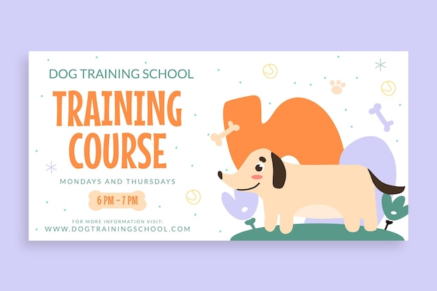 Vector gratuito linda publicación de twitter de la escuela de entrenamiento de perros doodle