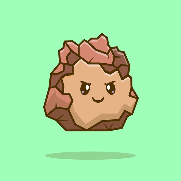Linda roca tierra elemento dibujos animados Vector icono ilustración naturaleza objeto icono concepto aislado Premium