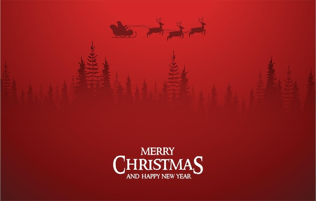 Linda tarjeta de Navidad con paisaje navideño y fondo de Claus